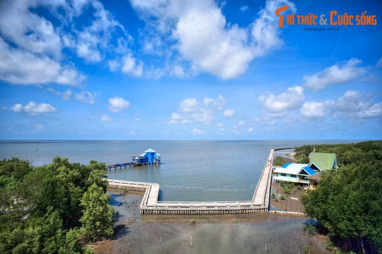  9. Cà Mau. Tên gọi tỉnh Cà Mau bắt nguồn từ tiếng Khmer là "Tưk Khmau", có ghĩa là vùng nước đen. Sau này người dân Việt định cư ở nơi đây đọc "Khmau" thành "Cà Mau", theo thời gian trở thành tên gọi chung của vùng đất. Ảnh: Cảnh quan ở Mũi Cà Mau, huyện Đất Mũi, tỉnh Cà Mau.