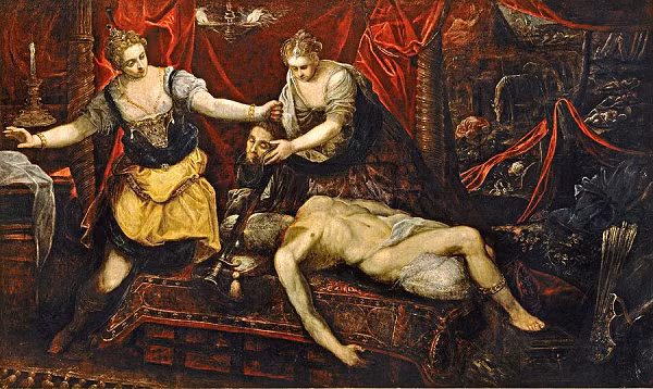 Khi chỉ còn một mình với tướng địch trong phòng ngủ, bà Judith quyết định ra tay sát hại Holofernes. Judith sau đó lấy chiếc đầu của tướng địch rồi tuồn ra ngoài cho tỳ nữ để giấu vào túi đựng đồ ăn vẫn mang theo từ khi vào doanh trại. Bà Judith và tỳ nữ đi tới khu cầu nguyện. Lợi dụng đêm tối họ trốn khỏi doanh trại.