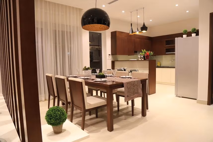 Thiết kế phòng ăn sang trọng, ấm cúng.