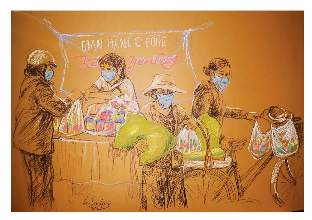 Bộ tranh “Sài Gòn những ngày bị bệnh“ - Hình 9 Bo tranh “Sai Gon nhung ngay bi benh“-Hinh-9