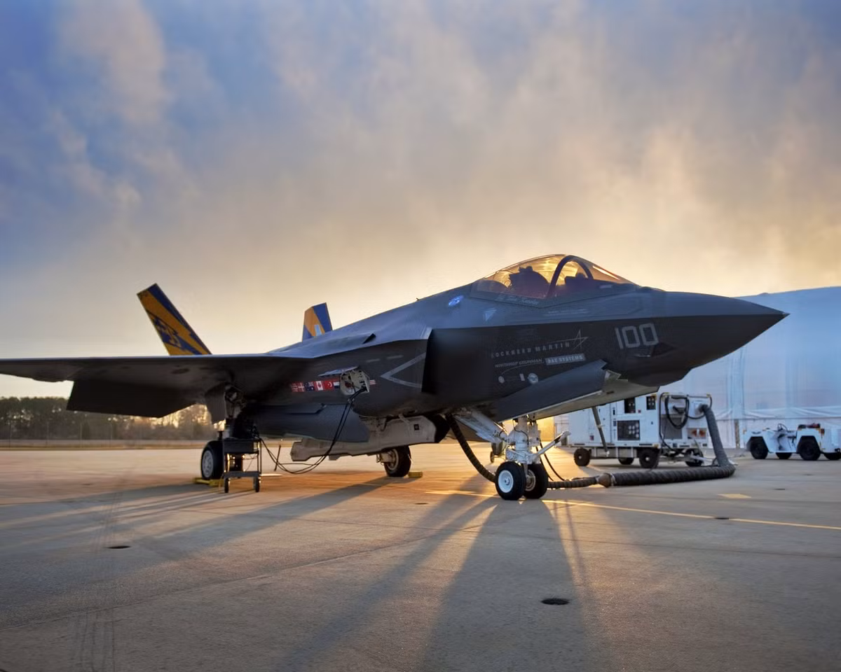 F-35 được thiết kế để mang cả vũ khí bên trong và bên ngoài. Nó được trang bị một khẩu pháo cao tốc GAU-22 25 mm với 180 viên đạn. Hai khoang vũ khí bên trong của máy bay có thể mang tới 2.800 kg vũ khí.
