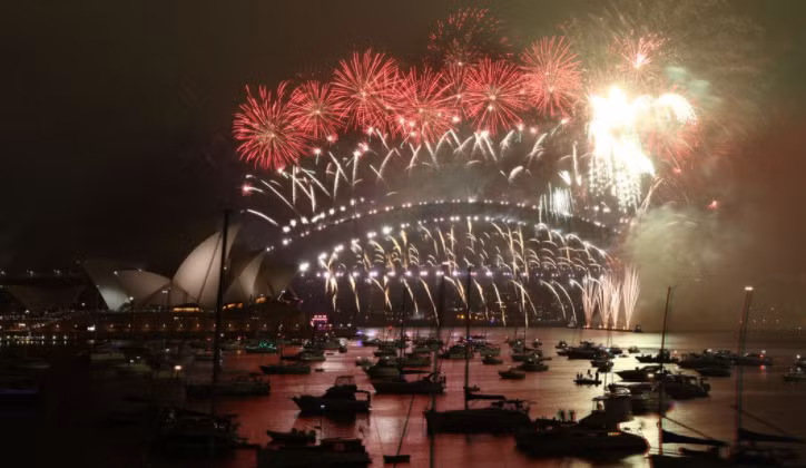 Khu vực Cầu cảng Sydney trong đêm giao thừa. Ảnh: 9News.com.