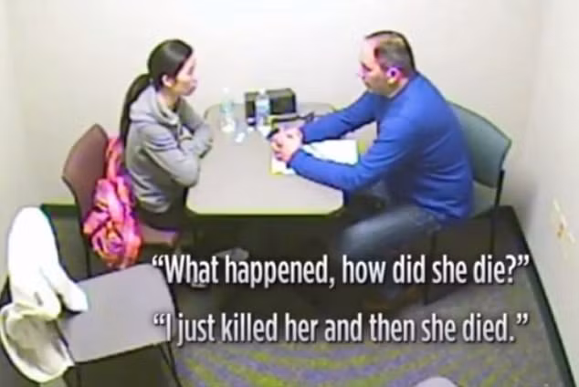 Chen khai nhận hành vi sát hại con gái của mình tại cơ quan điều tra ở Mỹ. Ảnh: Daily Mail.