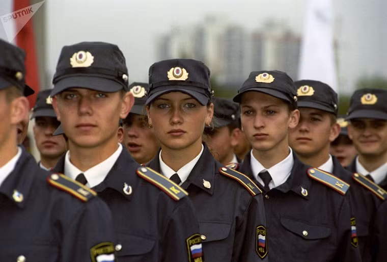 Các học viên của trường Đại học Moscow thuộc Bộ Nội vụ Nga năm 1999.