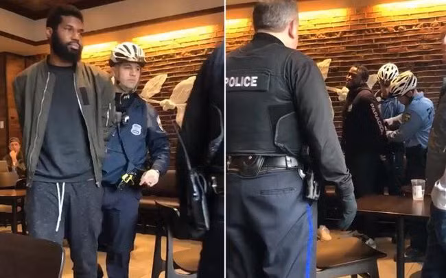 Hiện trường bắt giữ bị cáo tại Starbucks. Ảnh: Black Christian News Network.