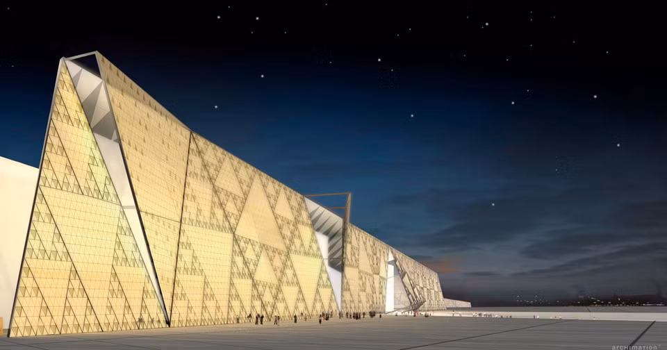 Đại bảo tàng Ai cập, Giza (Ai Cập) - Hãng kiến trúc: Heneghan Peng Architects. Công trình Đại bảo tàng Ai Cập (Grand Egyptian Museum) được chờ đợi từ lâu dự kiến mở cửa một phần vào tháng 5 tới sau hơn 15 năm cuộc thi thiết kế bảo tàng này được công bố lần đầu tiên.