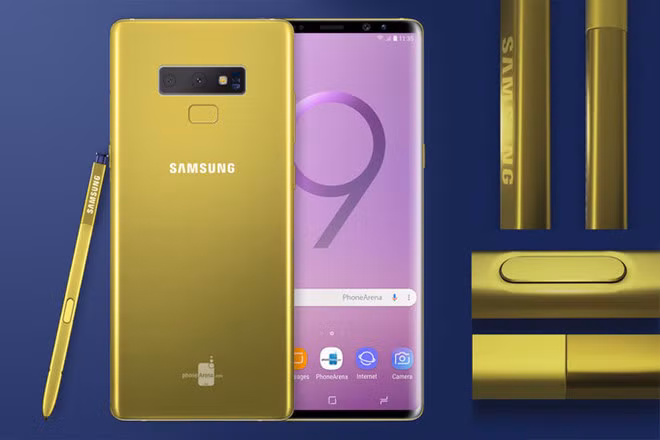 Galaxy Note 9 xuất hiện với màu vàng rực. Galaxy Note 9 xuất hiện với màu vàng rực.