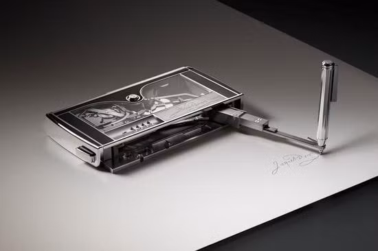 Chiếc “bút” có khóa bảo mật, tự động viết chữ của hãng Jaquet Droz.
