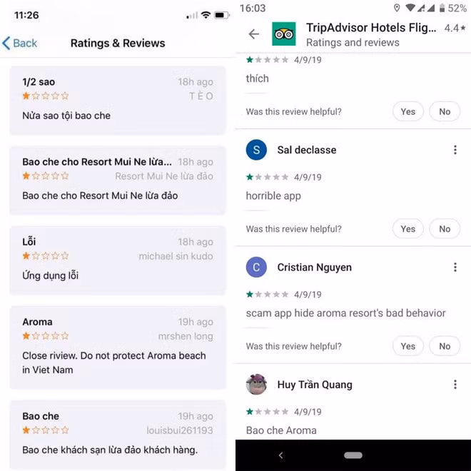 Den luot TripAdvisor bi nguoi Viet danh gia 1 sao vi vu Aroma Resort