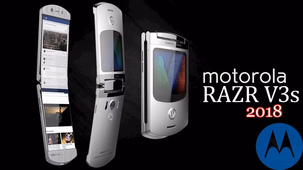 Một bản render Motorola RAZR V3s sử dụng màn hình gập.