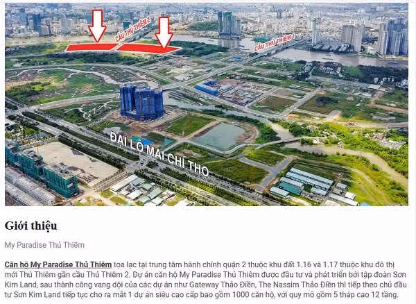 Dự án My Paradise Thủ Thiêm được rao bán rầm rộ trên mạng.