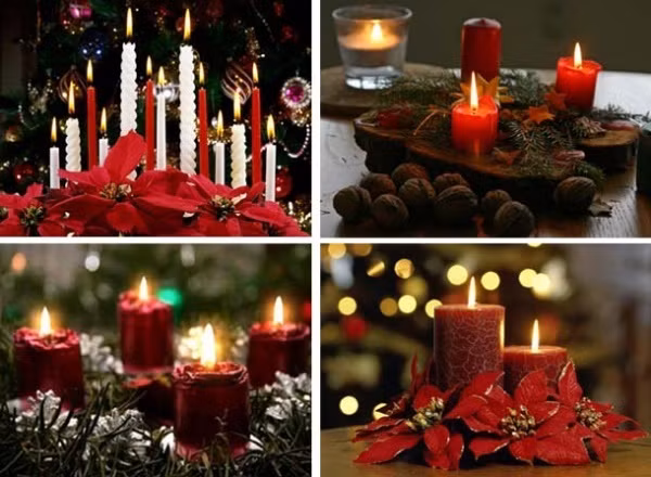 Màu đỏ là màu lễ hội và cũng là màu được nhiều người lựa chọn để trang trí nhà đón năm mới. Bởi vậy, bạn có thể sử dụng những cây nến màu đỏ, những bông hoa trạng nguyên màu đỏ để tạo điểm nhấn nổi bật cho ngôi nhà của bạn.