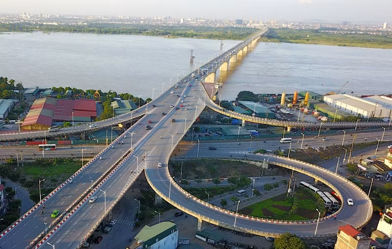 Cây cầu Vĩnh Tuy (Hà Nội) nhìn từ trên cao (Ảnh: Báo Kinh tế đô thị)