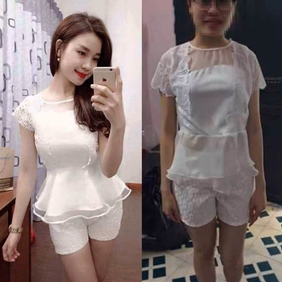 Chiếc váy mua online khác xa hình chụp quảng cáo.