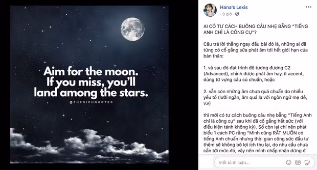 Ngay sau đó, Hana's Lexis cũng đăng tải tâm thư 2000 chữ để đáp trả lại. Thậm chí Hana còn tag cả Giang Ơi vào status, khiến cho fan của hai bên nổ ra cuộc chiến căng thẳng trên mạng xã hội.