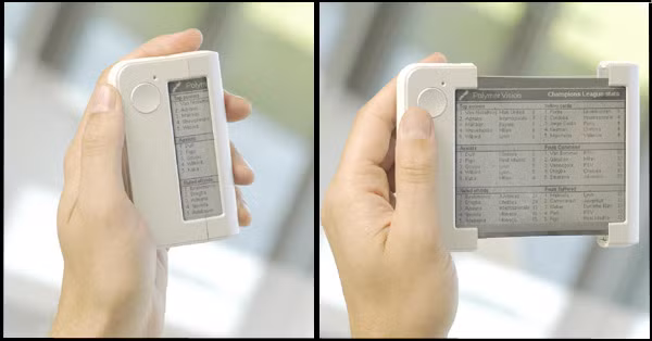 Năm 2006, Polymer Vision ra mắt thiết bị với màn hình có thể cuộn lại được nhiều vòng để nhỏ, gọn hơn mang tên gọi Readius.
