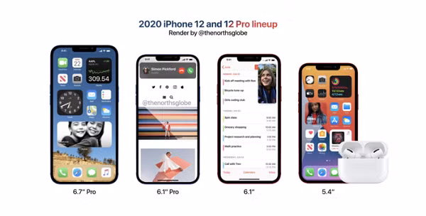 iPhone 12 Max trong bản dựng của nhóm thiết kế này cũng có phần ''tai thỏ'' nhỏ hơn, đúng theo những tin đồn gần đây. Đây sẽ là bước tiến tiếp theo của Apple trong quá trình loại bỏ hoàn toàn phần ''tai thỏ'' trên màn hình ở các thế hệ iPhone trong tương lai.