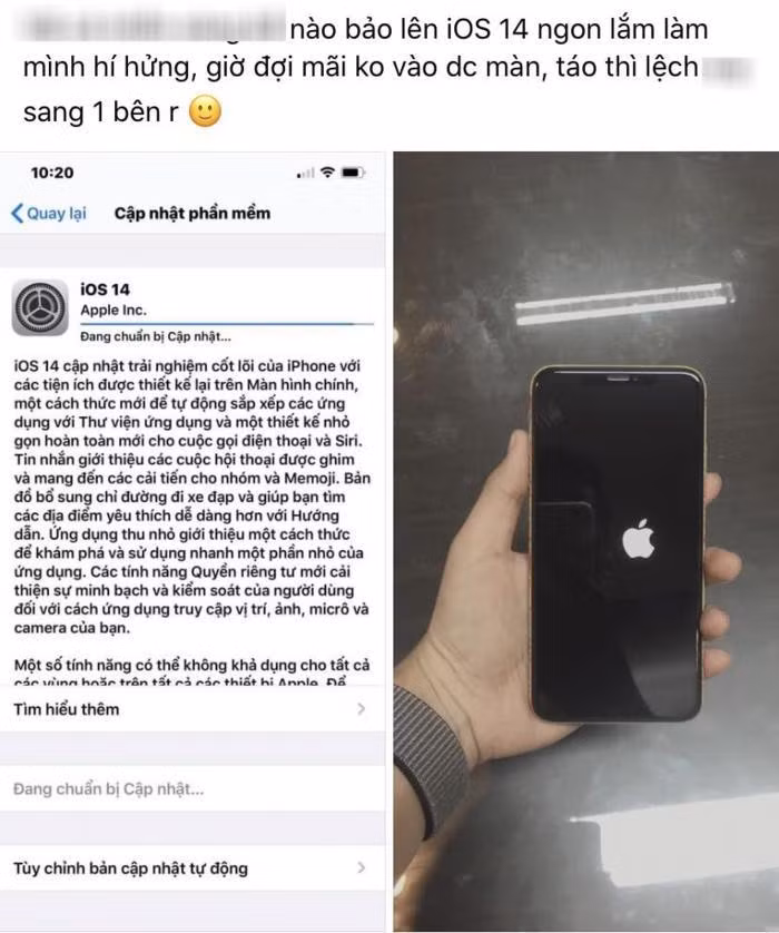 Lỗi ngớ ngẩn và nghiêm trọng nhất của iOS 14 mà người dùng Việt tố đó là bị ''trôi'' của logo Apple.