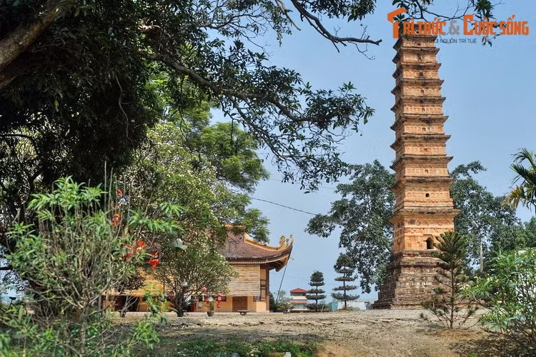 4. Vĩnh Phúc (1.238,6 km2). Vùng đất Vĩnh Phúc từng giữ vị trí trung tâm của nhà nước Văn Lang – Âu Lạc, cùng với Phú Thọ là nơi sinh tụ đầu tiên của cư dân nước Việt. Dãy núi Tam Đảo ở tỉnh này là thắng cảnh nổi tiếng, đồng thời là nơi phát tích tục thờ Quốc Mẫu Tây Thiên. Ảnh: Tháp Bình Sơn ở huyện Sông Lô, Vĩnh Phúc.