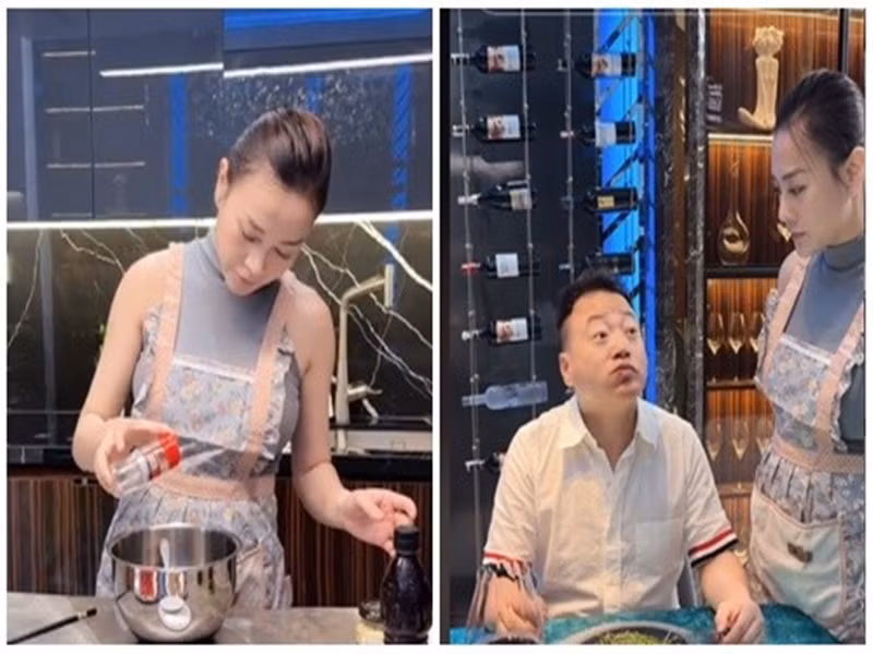 Chồng Phương Oanh cũng nấu ăn khá ngon nhưng thích cảm giác được vợ chăm sóc, quan tâm.