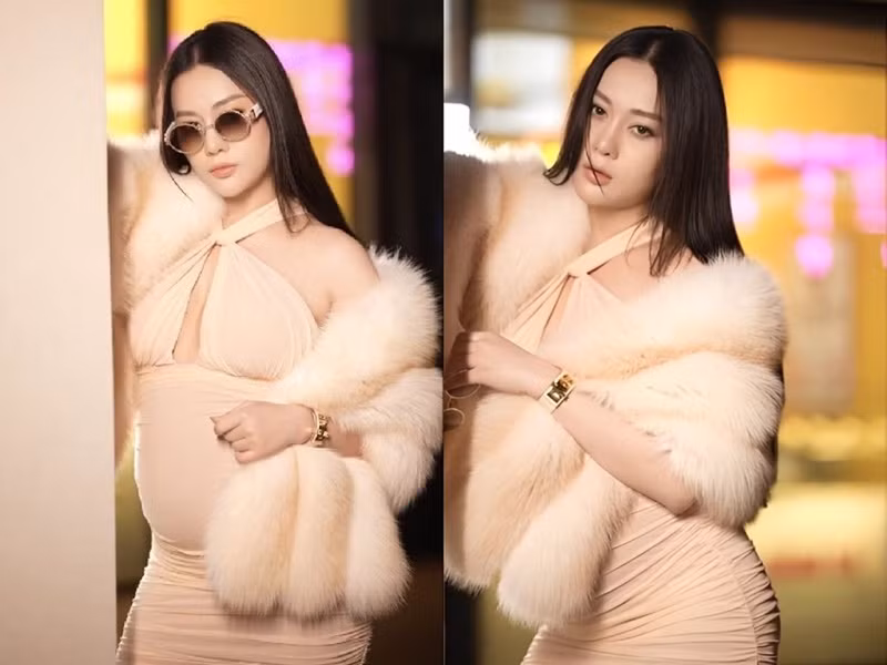 Nữ diễn viên phim Hương vị tình thân chuộng mặc đồ ôm sát khi mang thai. Ảnh: Người Đưa Tin.