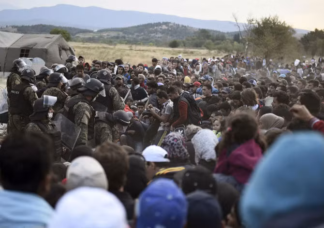 Cảnh chen chúc ở ngôi làng Idomeni, miền bắc Hy Lạp ngày 7/9.