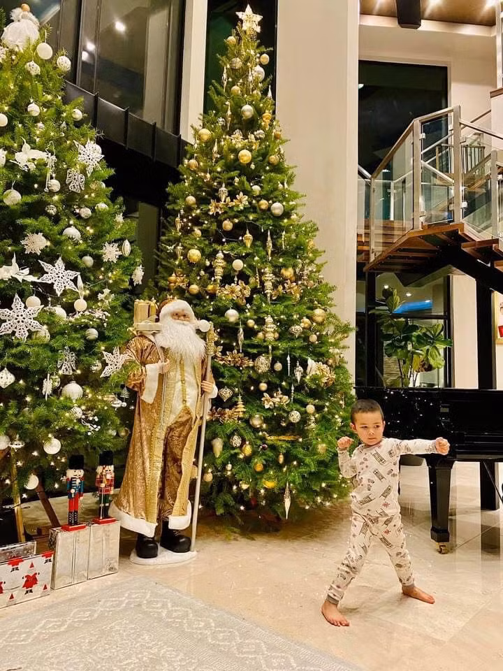 Gia đình nhỏ của nam ca sĩ Đan Trường cũng trang trí Noel cực kỳ lộng lẫy.