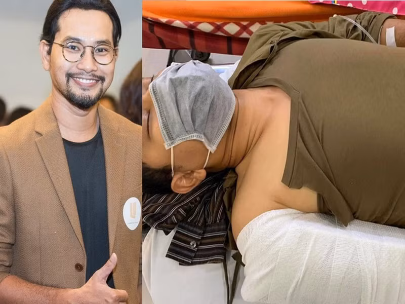 Khi quay bộ phim “Người vợ khôn ngoan” tại Đồng Nai, Huỳnh Đông leo cây nhưng bị tuột tay ngã xuống đất khiến gãy tay phải. Ảnh: Tiền Phong