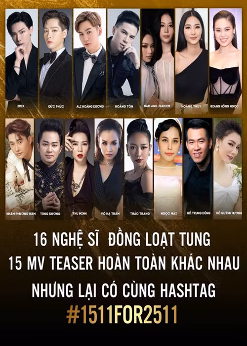 Để quảng bá “Hạnh phúc máu”, Dược sĩ Tiến thực hiện 15 MV cho 16 nghệ sĩ gồm: Hồ Quỳnh Hương, Thu Minh, Tùng Dương, Hồ Trung Dũng, Giang Hồng Ngọc, Võ Hạ Trâm, Thảo Trang, Ngọc Mai, Ali Hoàng Dương, Đức Phúc, Erik, Hoàng Tôn, Hoàng Thùy, Nhâm Phương Nam và chị em Nam Anh - Nam Em. Ảnh: Doanh nhân trẻ