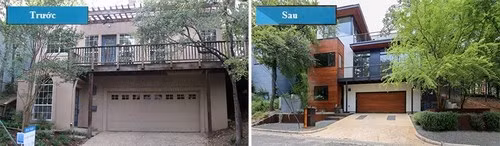 Không cần phải so sánh và đối chiếu thật kỹ thì bạn cũng đã có thể nhận thấy ngay sự thay đổi của ngôi nhà trước và sau khi được sữa chữa nhà. Một lối đi mới giúp mặt tiền ngôi nhà trở nên hấp dẫn và hoàn thiện hơn. Bên cạnh đó, những chi tiết bằng gỗ kết hợp cùng màu sắc tươi mới cũng đã đem lại luồng không khí ấm áp.