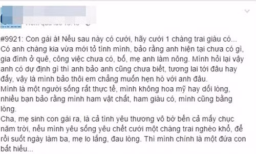 Con gai lay chong giau moi la...thuong bo me?