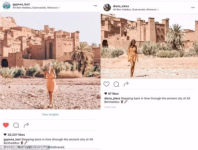 Thậm chí cả caption ảnh cũng được mượn luôn. Ảnh: Instagram.