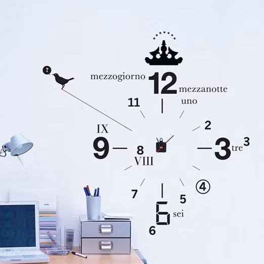 4. Tạo đồng hồ Một chiếc đồng hồ từ giấy dán tường cũng là ý tưởng tuyệt vời mà bạn có thể áp dụng. Hãy dán giấy dán lên khung gỗ mỏng, mua bộ kim đồng hồ vào lắp ở trục giữa của khung gỗ và treo lên tường. Chiếc đồng hồ của bạn vừa tạo sẽ mang đến vô vàn những điều bất ngờ thú vị cho mọi người.