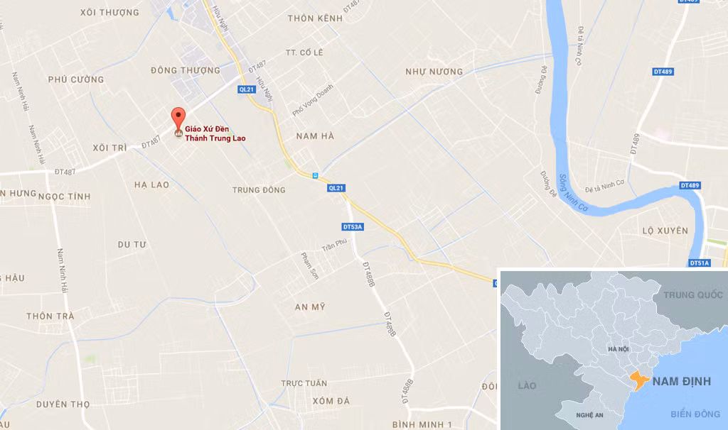 Nhà thờ ở huyện Trực Ninh (Nam Định). Ảnh: Google Maps.