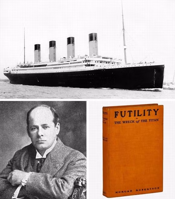 Linh cảm về Titanic 14 năm trước khi thảm họa chìm tàu Titanic diễn ra, vào năm 1898, nhà văn Morgan Robertson đã viết cuốn tiểu thuyết 'Futility'. Nội dung của cuốn tiểu thuyết này nói về một con tàu bị đánh chìm mang tên Titan. Nhưng sự trùng hợp không chỉ ở đó. Cả con tàu Titanic ở ngoài đời và con tàu Titan trong tiểu thuyết đều được mô tả là không thể chìm, có đặc tính kỹ thuật tương tự, thiếu xuồng cứu sinh và cùng va chạm với băng trôi ở Bắc Đại Tây Dương. Sau khi con tàu Titanic chìm, cuốn tiểu thuyết đã được xuất bản lại với cái tên: 'Futility, or The Sinking of the Titan'.