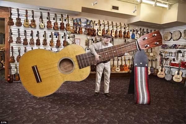 Đàn ukelele lớn nhất Lawrence Stump, ở Lansing (Mỹ), hiện sở hữu chiếc Ukelele lớn nhất thế giới. Chiếc đàn dài 3,99m.