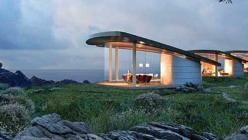 Ngôi nhà Big Sur hoàn toàn tự duy trì và không gây tác động tới môi trường nhằm mục đích đạt được chứng nhận bên vững LEED Planium. Chảy song song với địa hình hiện tại, nơi cư trú gợi nhiều liên tưởng của đời sống biển như sự hiện diện của vỏ sò biển hay những sinh vật biển.