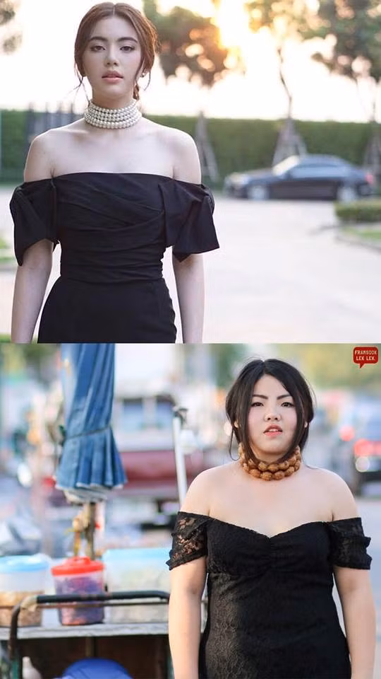 Phương châm của Sine là "làm từ những gì chúng ta có" thay vì "ngồi một chỗ và mộng tưởng điều có thể có". Cô đã mua vải rẻ tiền để tạo dáng váy na ná nữ diễn viên Mai Davika.