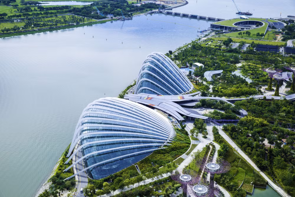 Phong cảnh Singapore nhìn từ tầm cao chim bay.
