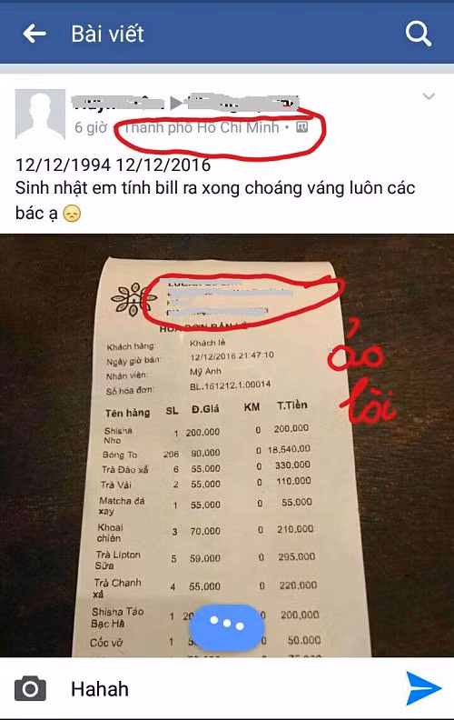 Một cư dân mạng tự nhận là chủ nhân của tờ hóa đơn đăng đàn kêu than vì chơi bóng cười quá đắt đỏ.