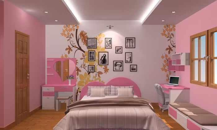 Phòng ngủ có thể trang trí bằng một vài bức ảnh treo tường về cảnh sắc thiên nhiên, hình ảnh ngộ nghĩnh hay ảnh gia đình. Tân trang lại bộ chăn ga gối đệm cũng là một ý tưởng không tồi. Hoặc có thể thay rèm cửa mới. Tuy nhiên các đồ đạc, màu sắc trong phòng nên hợp hoặc màu sắc tương sinh với mệnh gia chủ để mang đến vượng khí, may mắn, tài lộc.