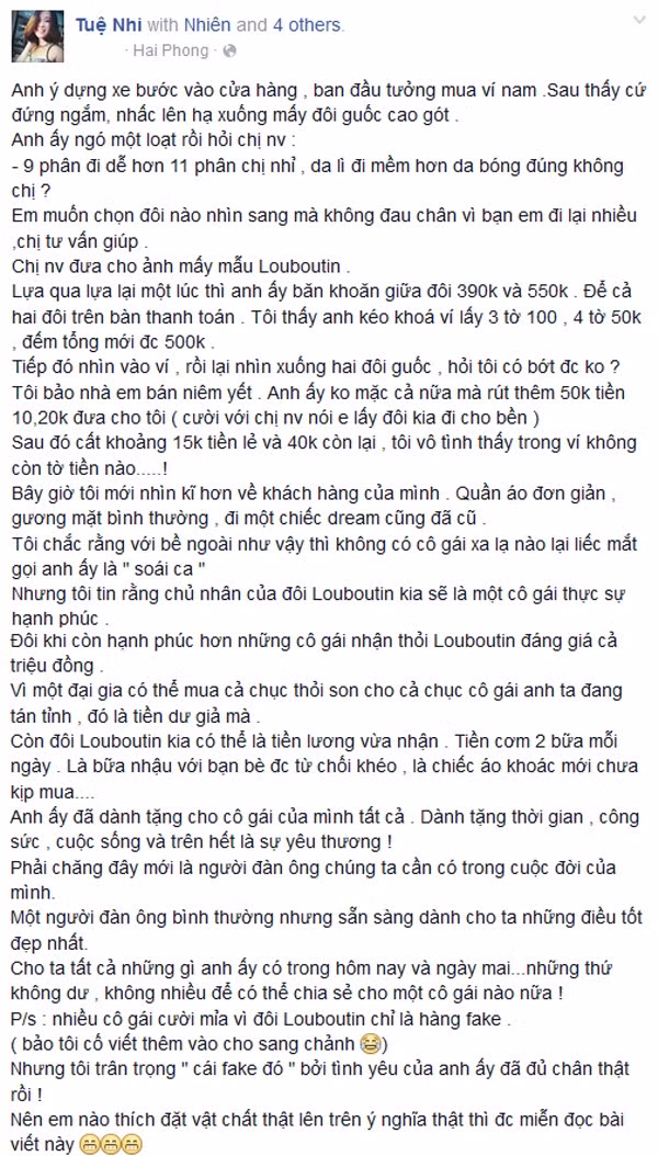 Trọn vẹn bài đăng của Tuệ Nhi.
