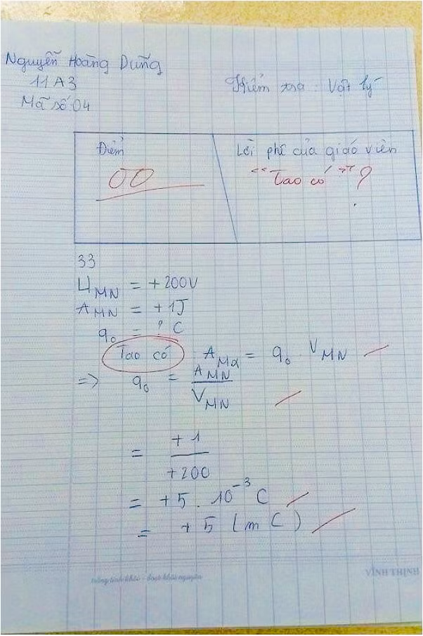  Bài kiểm tra bá đạo.