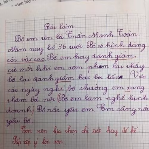 Sau bài văn này, dự là bố Toàn không còn dám đi họp phụ huynh nữa!