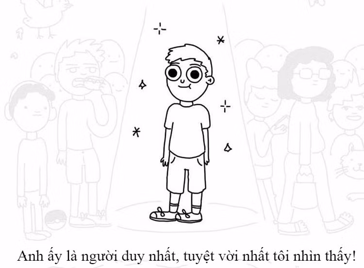 Cũng giống phái mạnh, thế giới của cô nàng đang chìm đắm trong tình yêu cũng chỉ bé "vừa bằng một chàng trai".