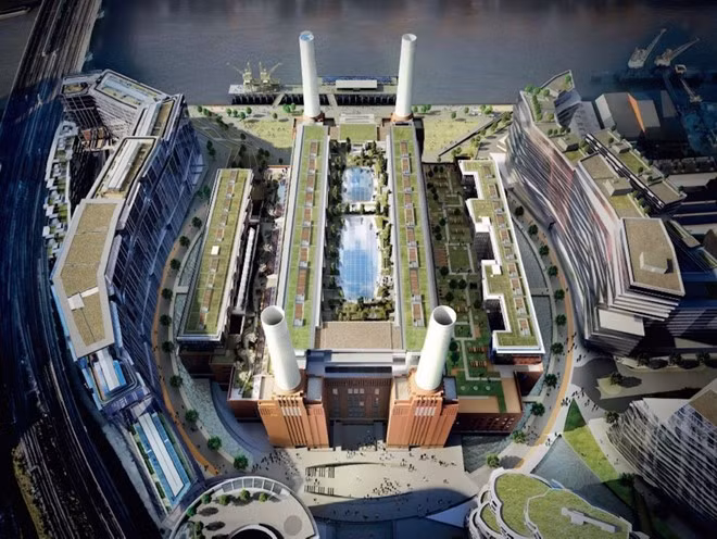 Nhà máy nằm bên bờ sông Thames, phía tây nam London, nằm trong kế hoạch tái phát triển trị giá 16,5 tỷ USD của chính quyền thành phố. Đây được xem là dự án tốn nhiều tiền của nhất trong lịch sử London.