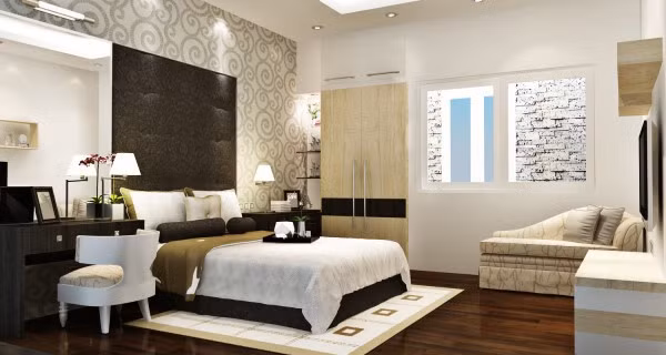 Phòng ngủ dành cho vợ chồng gia chủ nhẹ nhàng với đầy đủ không gian nghỉ ngơi, làm việc và thư giãn. (Ảnh minh họa)