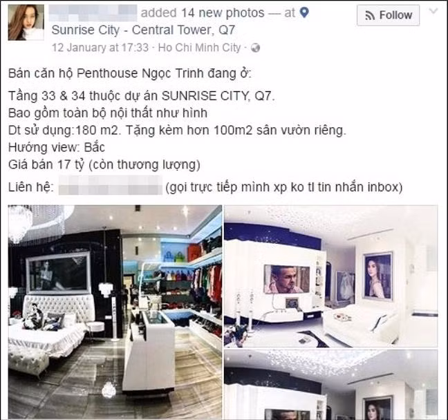 Mới đây, dân mạng xôn xao trước thông tin Ngọc Trinh đã và đang lên kế hoạch bán căn chung cư cao cấp của mình tại quận 7, TP.HCM?