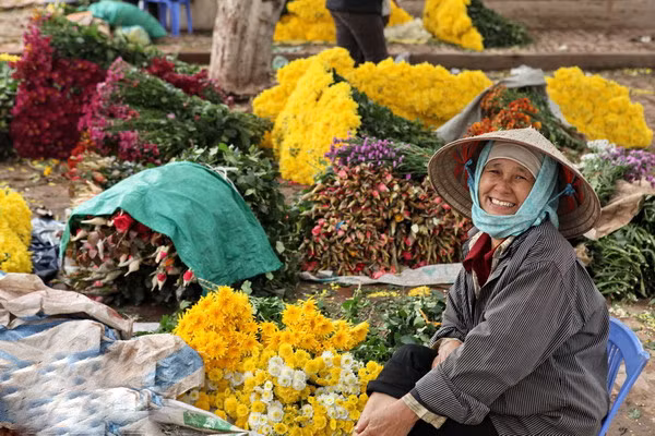Chợ hoa đêm Mê Linh Nếu bạn thích ngắm và mua hoa hồng thì hãy đến với chợ hoa đêm Mê Linh ở làng hoa Mê Linh (cách trung tâm Hà Nội 30 km). Chợ hoa Tết nổi tiếng Hà Nội này cũng giống như Tây Tựu, họp đêm và tan vào lúc sáng sớm. Vì vậy, nếu muốn mua hoa hồng giá rẻ hãy đến vào khoảng 12h đêm. Ngoài hoa hồng, bạn cũng có thể mua thêm các loại khác như ly, cúc, thạch thảo, violet….