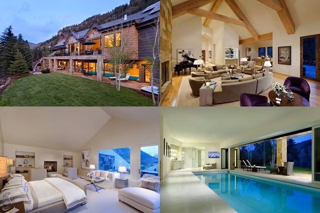 Nhà gỗ Jane, Colorado (Mỹ) – Giá thuê: 355.000 USD/tuần Nhà gỗ Jane gồm 6 phòng ngủ dành cho 12 khách. Với diện tích 1.500 m2, căn nhà có bể bơi trong nhà cùng 2 bể sục, phòng xông hơi, tập gym. Các tiện ghi khác gồm hầm rượu, 3 quầy bar và phòng giải trí cỡ lớn. Nhà gỗ Jane mang đến những tiện nghi xa xỉ hiện đại trong lối thiết kế nội thất đương đại.